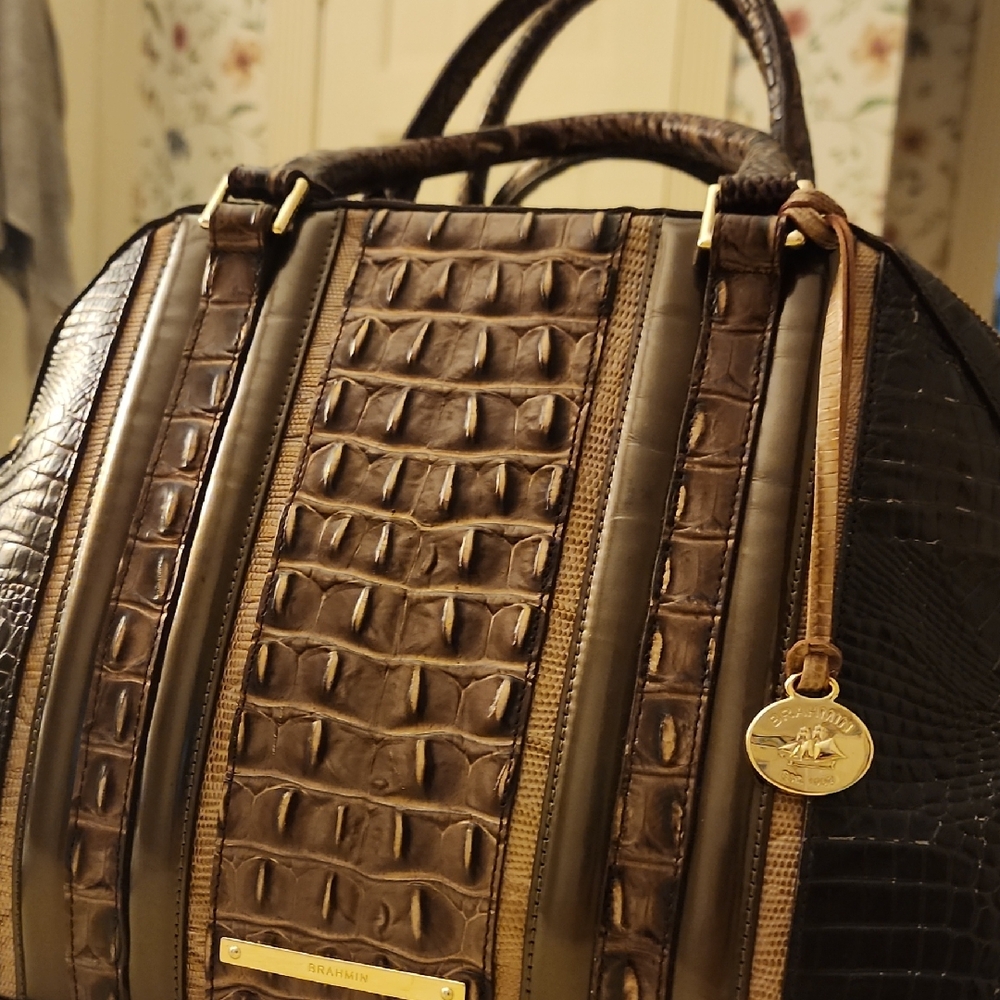 Brahmin Brown Luxurious Textured Satchel